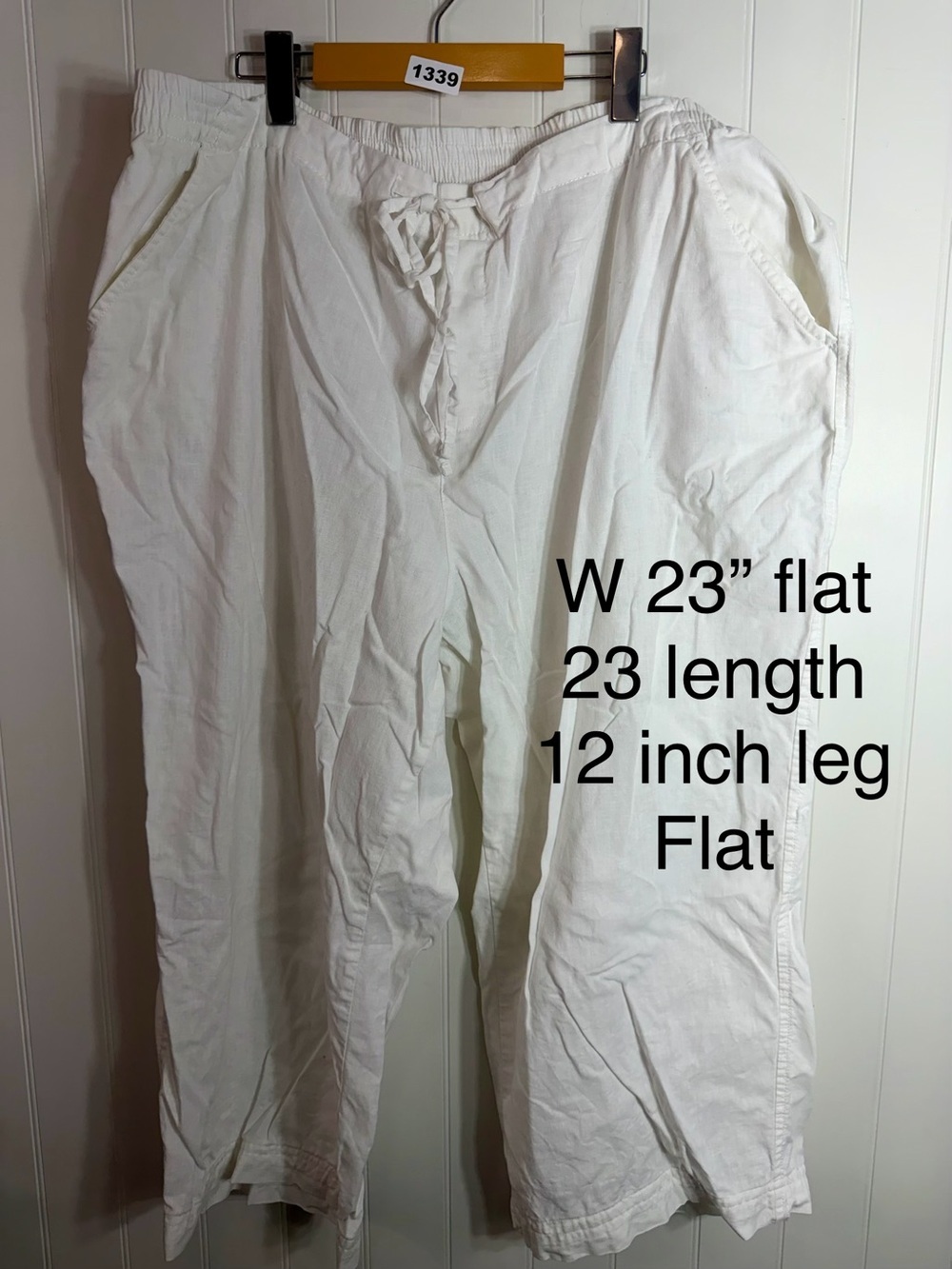 Joe Fresh White Linen Blend Cropped Wide Leg Pants 2X